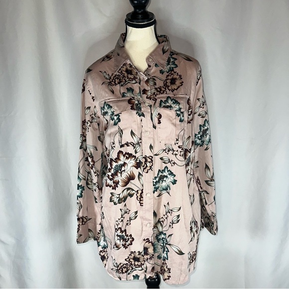 Lauren Ralph Lauren Tops - Lauren Ralph Lauren Womens Shirt Size 1x Pink Floral Long Sleeve Button Down Top